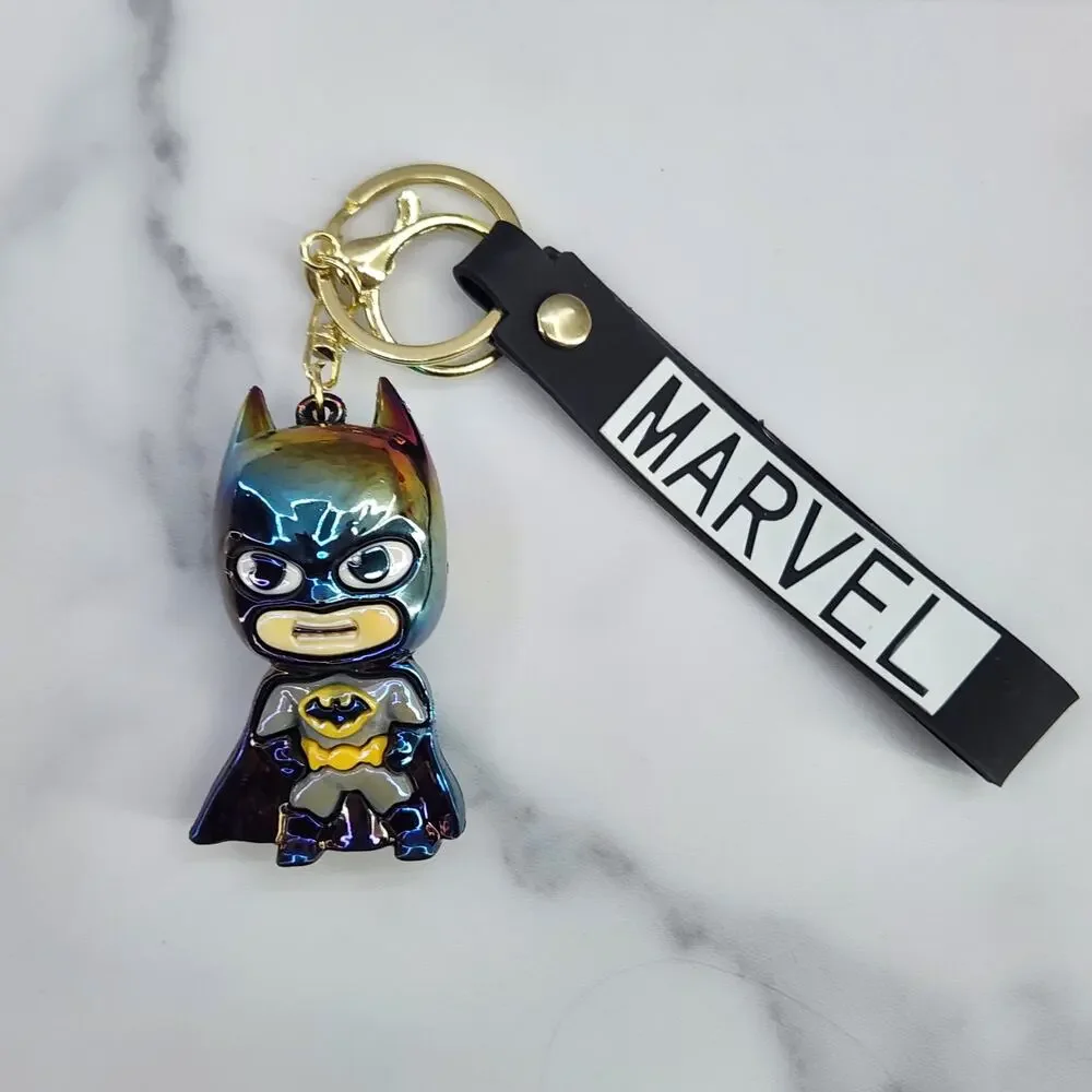 *NEW* Marvel Avengers Batman Superhero Figure Keychain & Strap - Metallic Shiny